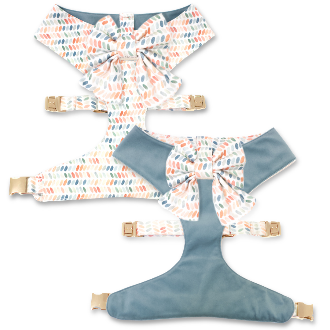 Arctic Sky Reversible Dog Harness + Sailor Bow