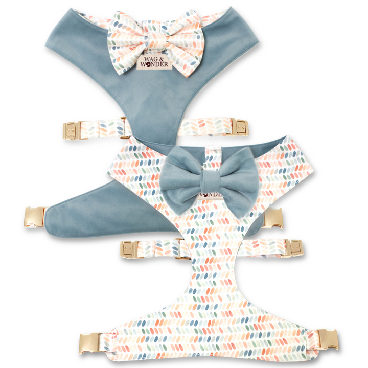 Arctic Sky Reversible Dog Harness + Bow Tie