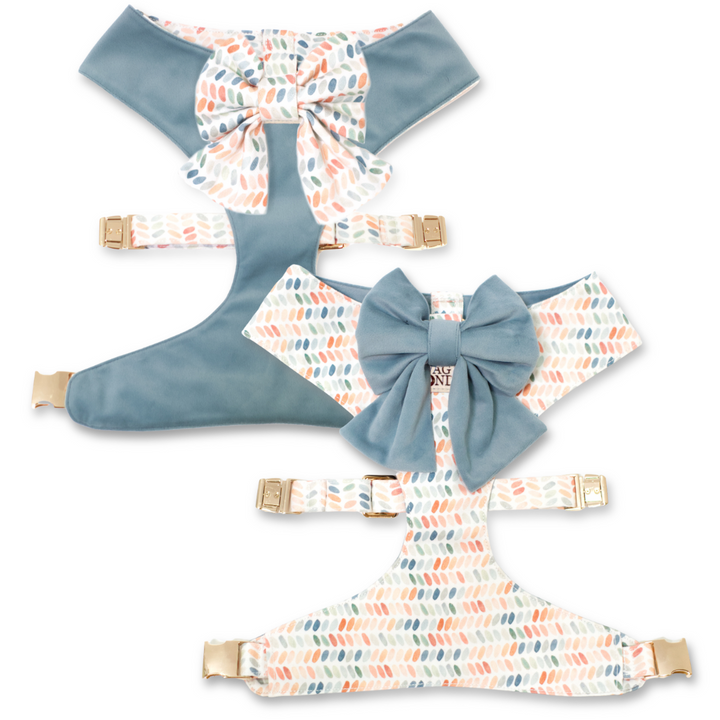 Arctic Sky Reversible Dog Harness + Sailor Bow