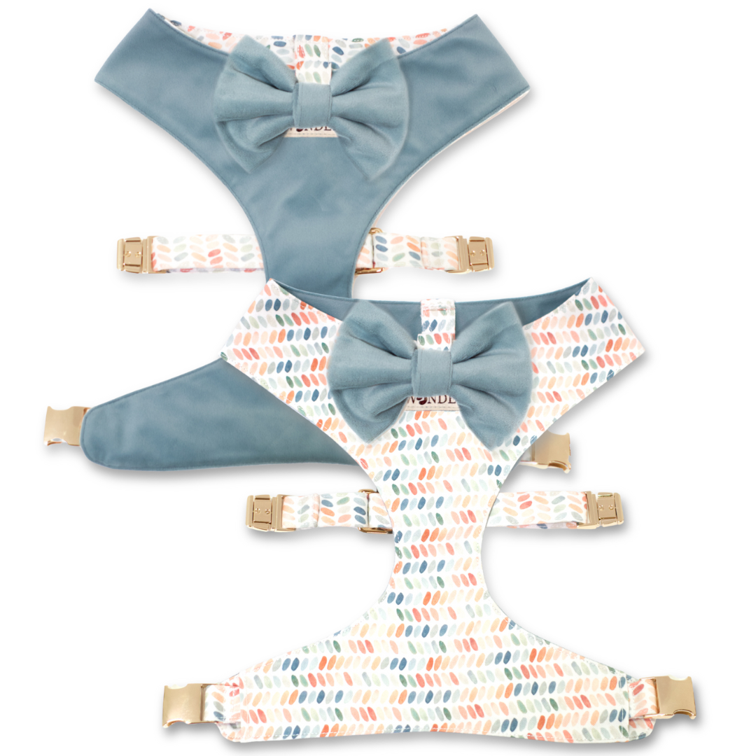 Arctic Sky Reversible Dog Harness + Bow Tie