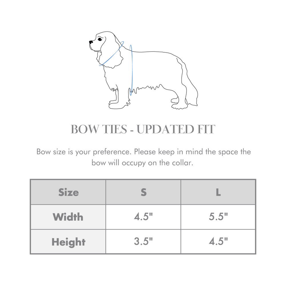 Classic dog bow tie size chart