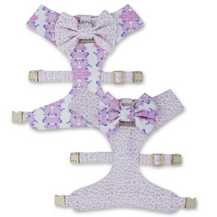 French Lavender Reversible Dog Harness + Bow Tie