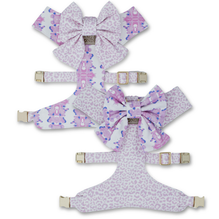 French Lavender Reversible Dog Harness + Sailor Bow