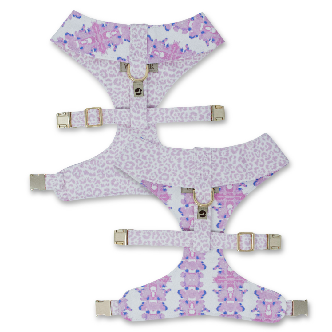 French Lavender Reversible Dog Harness + Bow Tie Walk Set