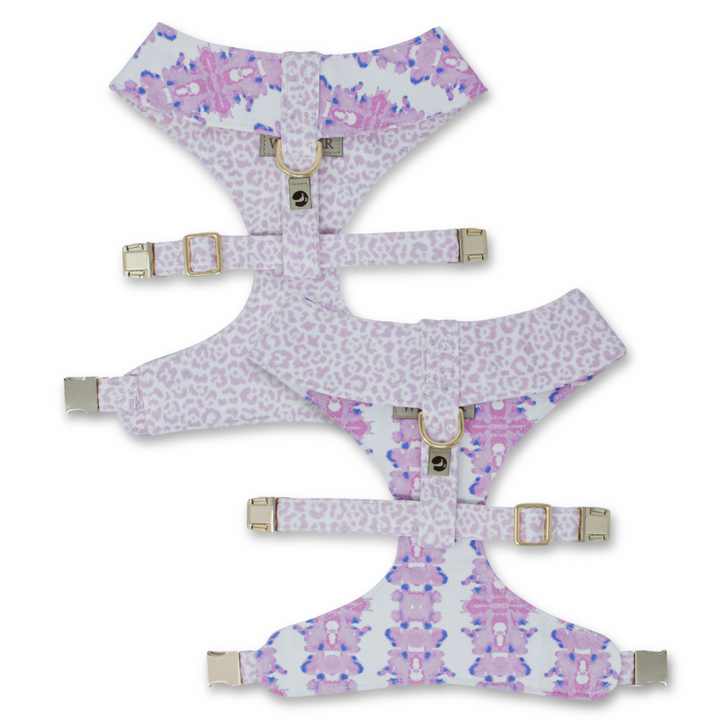 French Lavender Reversible Dog Harness + Bow Tie Walk Set