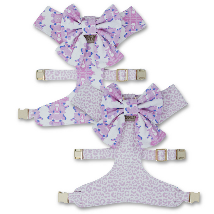 French Lavender Reversible Dog Harness + Sailor Bow