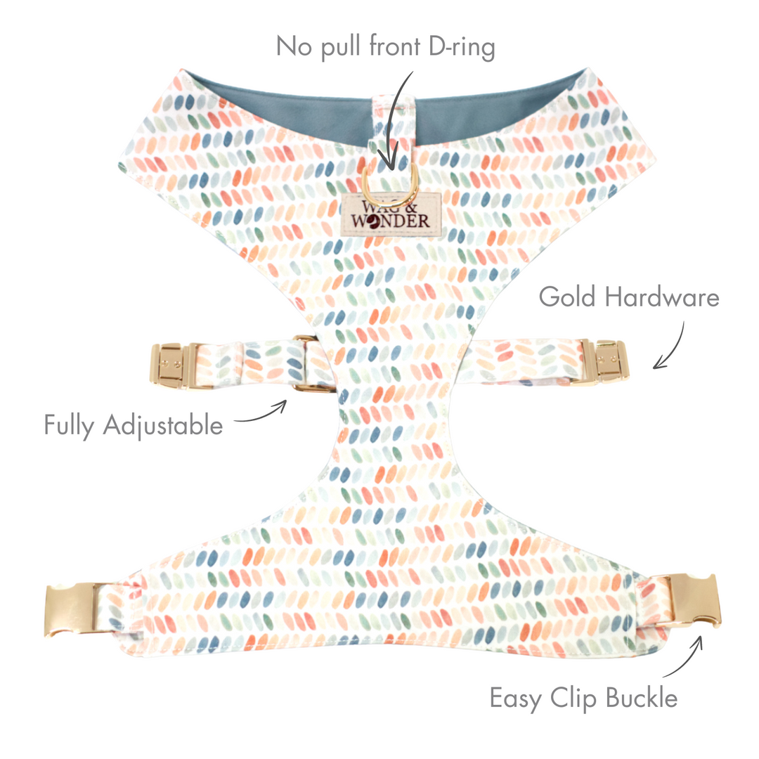 Arctic Sky Reversible Dog Harness + Sailor Bow