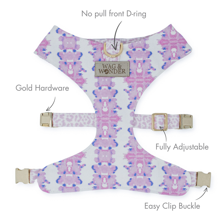 French Lavender Reversible Dog Harness + Sailor Bow