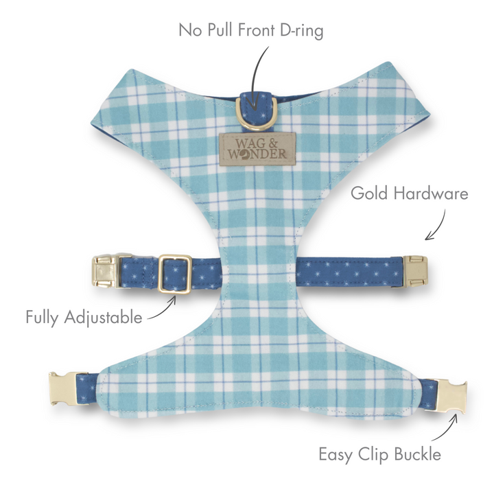 Seaside Reversible Dog Harness + Bow Tie