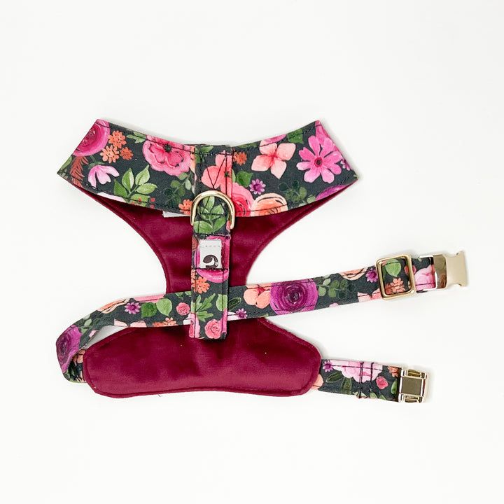 Mulberry Bouquet Reversible Dog Harness + Sailor Bow Walk Set