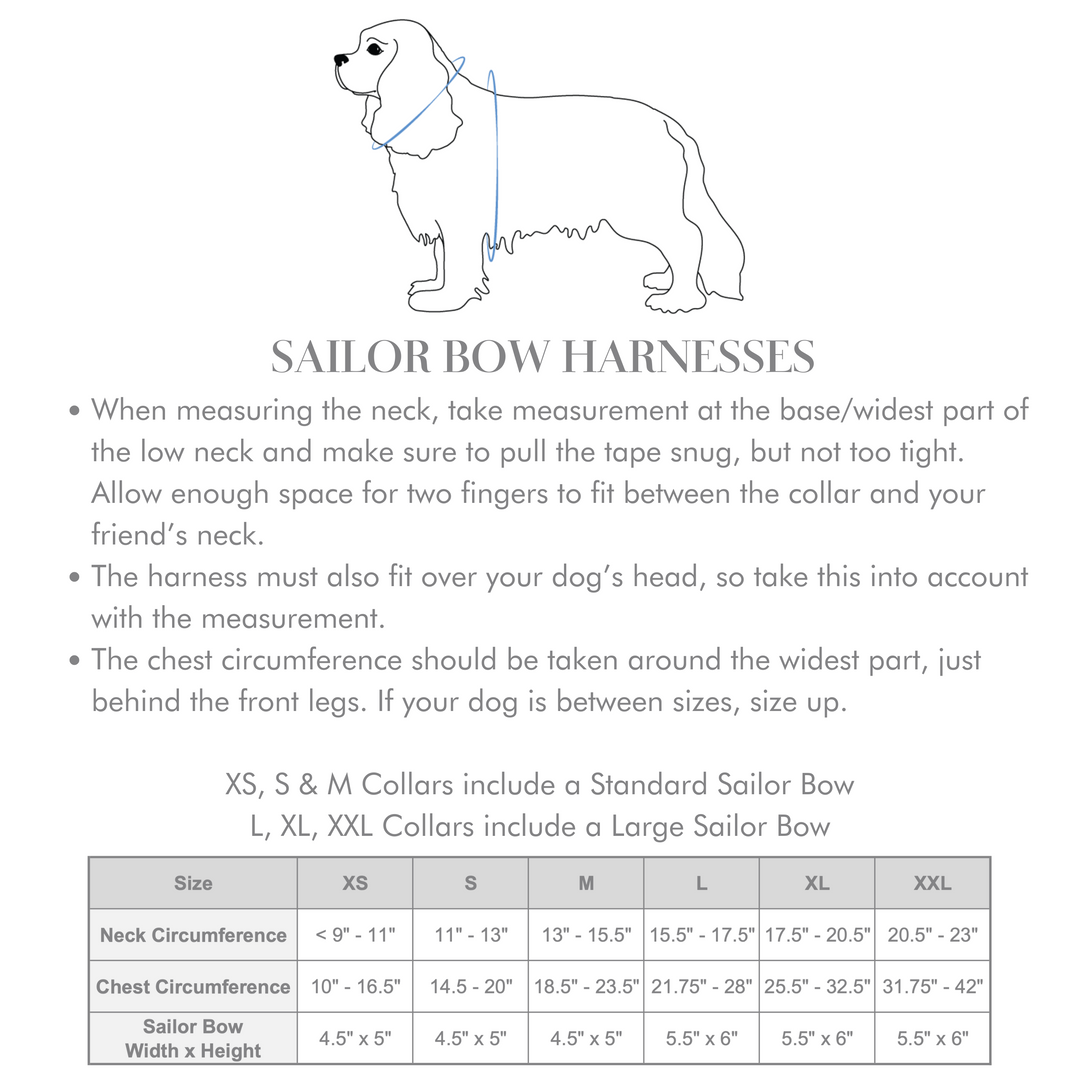 Seaside Reversible Dog Harness + Sailor Bow