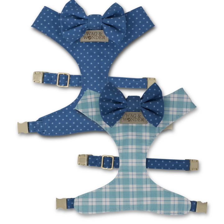 Seaside Reversible Dog Harness + Bow Tie