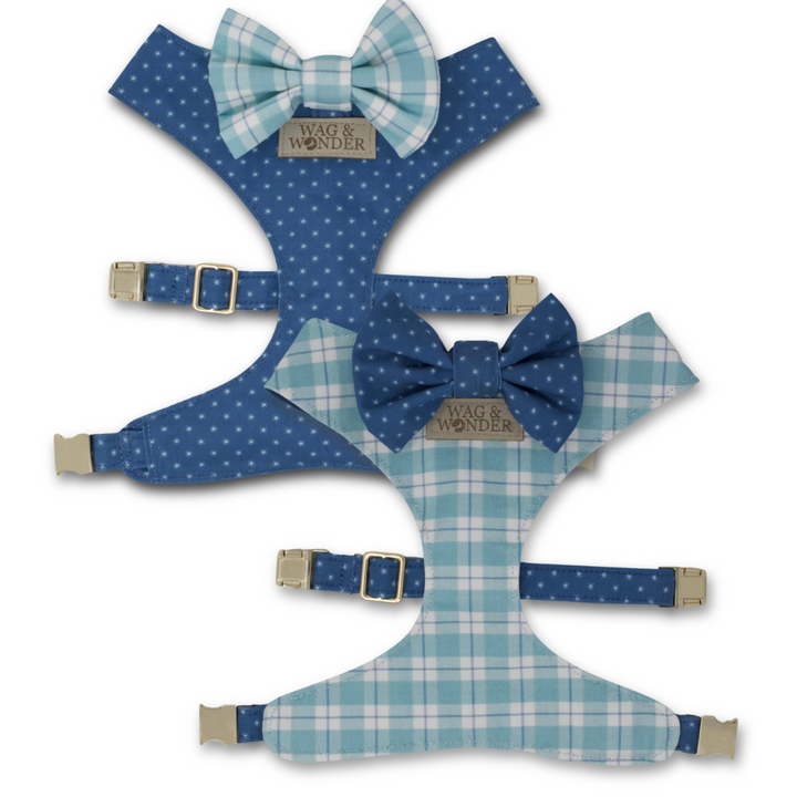 Seaside Reversible Dog Harness + Bow Tie