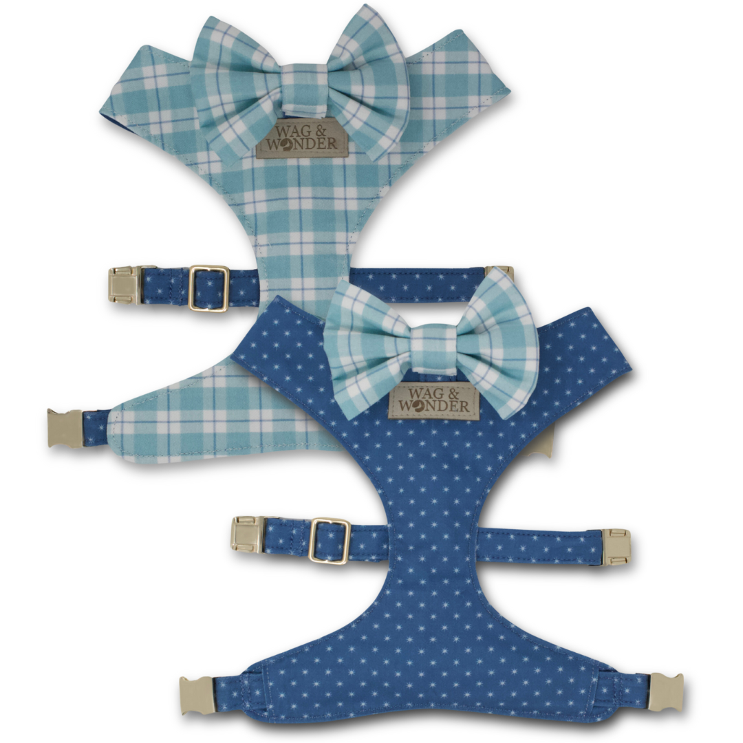 Seaside Reversible Dog Harness + Bow Tie