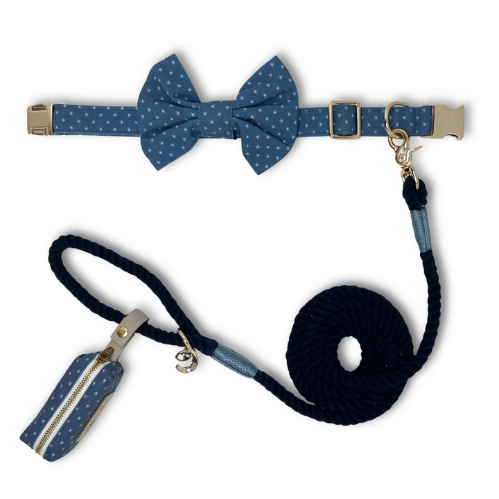 Starry Sky Classic Dog Collar + Bow Tie Walk Set