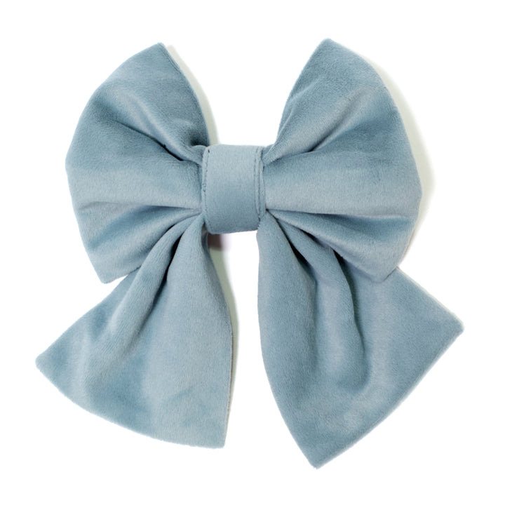 Light blue velvet dog sailor bow.