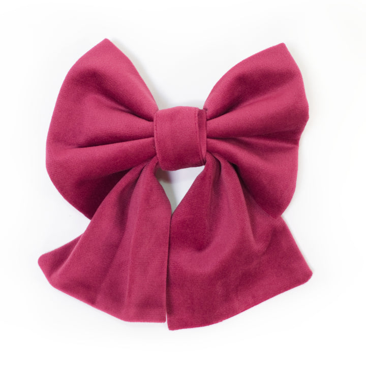 Wine velvet sailor dog bow