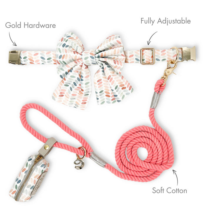 Arctic Sky Classic Dog Collar + Sailor Bow Walk Set