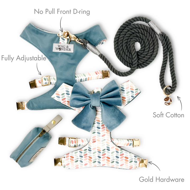 Arctic Sky Reversible Dog Harness + Sailor Bow Stone Walk Set