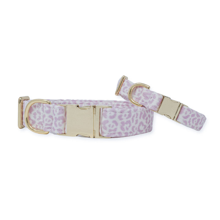 French Lavender Rosette Classic Dog Collar + Bow Tie