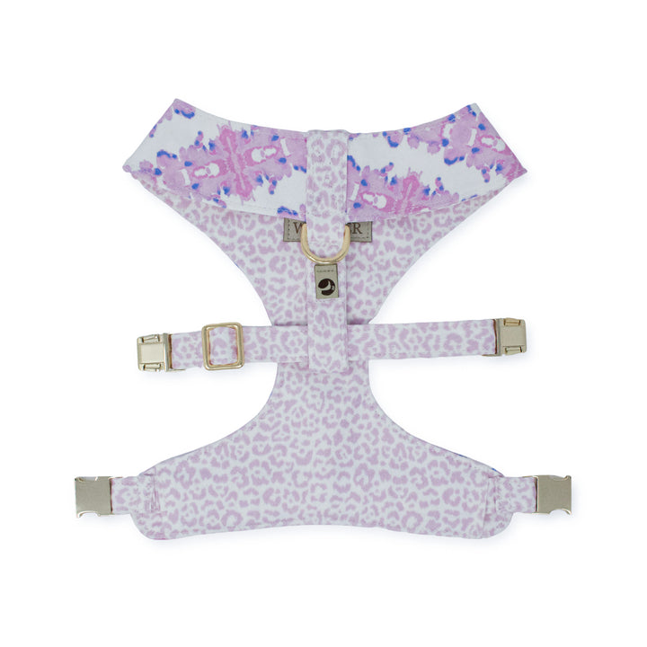 French Lavender Reversible Dog Harness + Rosette Bow Tie