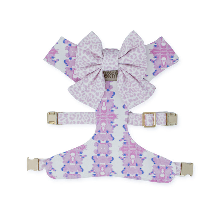 French Lavender Reversible Dog Harness + Rosette Sailor Bow