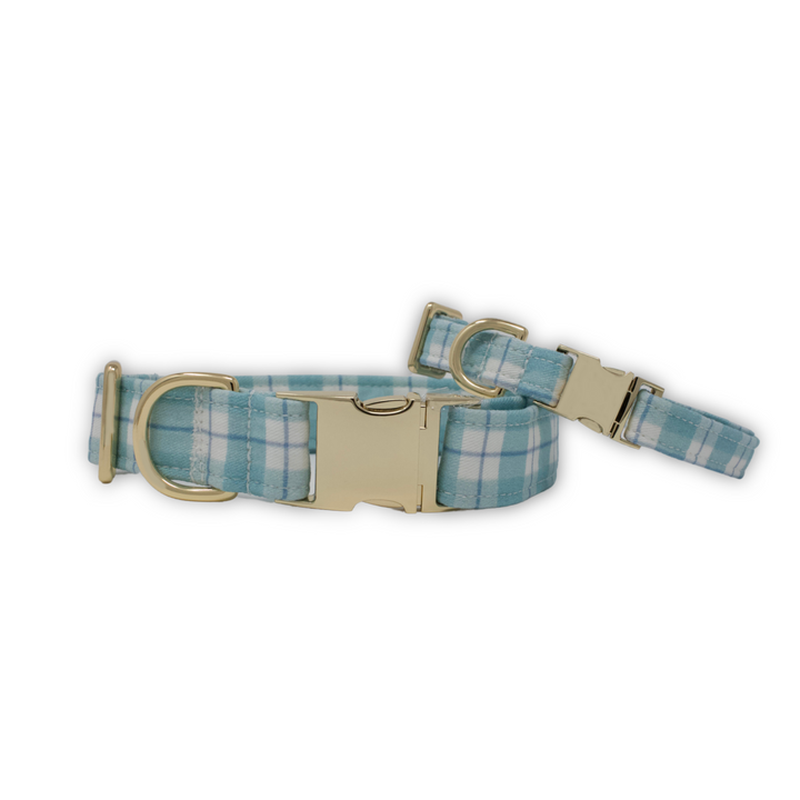 Seaside Plaid Classic Dog Collar + Sailor Bow Walk Set